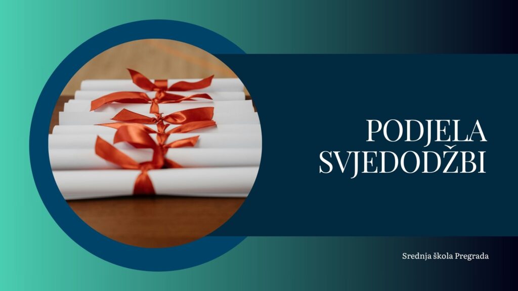 Svečana podjela svjedodžbi i nagrada bit će u ponedjeljak 29. lipnja u predvorju škole s početkom u 12h.