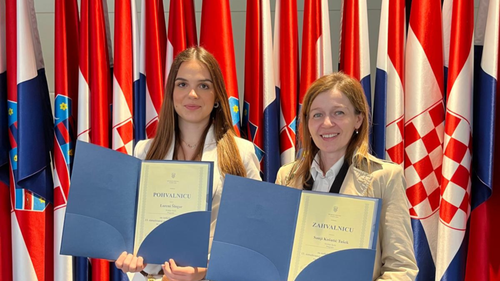 Učenica Lorena Šlogar (3.a) predstavljala je 20. travnja 2026. našu školu na 13. simuliranoj sjednici Hrvatskog sabora za učenike srednjih škola.